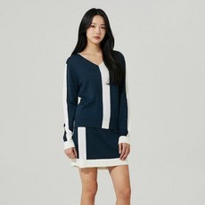 HALEY 女款線條點綴兩件式針織上衣 半身裙 安全褲套裝 HF-TD1322