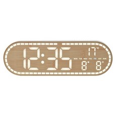 Couselect 多功能LED電子掛鐘/簡約木紋風格可立可掛時鐘, 仿木紋黃色