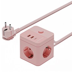 제니퍼룸 큐브 3구 멀티탭 JRG-MP2401CPK, 핑크, 1개