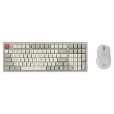 지클릭커 오피스프로 사일런스 M 무소음 블루투스 98 무선 키보드 마우스 세트, WMK50 98, Retro gray, 일반형