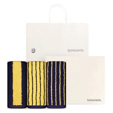 Songwol 松月 Coloric 條紋 180g 30支精梳棉 細緻款2入 + 寬版款1入 購物袋禮盒組