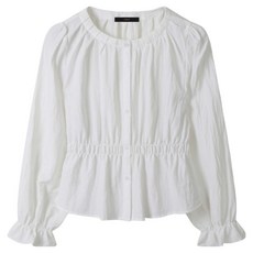 LESHOP 荷葉邊抓皺鬆緊帶長袖襯衫 DP3BA032A