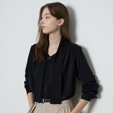 미니멈 여성용 에브리데이 금장 포인트 타이 긴팔 블라우스 EB3BA037D