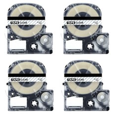 문구담 엡손 호환 라벨테이프 라벨지 리본 카트리지 12mm 4p, 투명 배경 검은색 텍스트, 8m