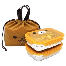 拉拉熊兒童臉型雙層大不鏽鋼便當盒 + 提袋組