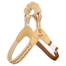 타쿤 반려동물 폼폼 핸들 하네스, 베이지, 1개