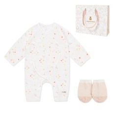 오가닉맘 출산 선물 얇은면 레브린배내가운 + 라인오가닉양말 선물세트 MJR7SC08_MHSNBW13 + 목화기프트백