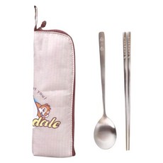 norns 迪士尼不鏽鋼隨行餐具組, 奇奇蒂蒂, 1套, 湯匙、筷子、收納袋