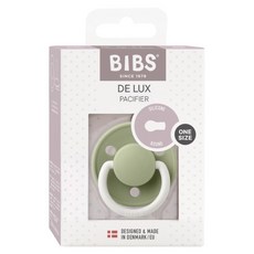 BIBS De Lux 圓形夜光安撫奶嘴 + 奶嘴蓋套組, 全齡款, 夜光灰綠, 1個