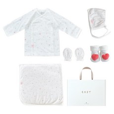 베이비앤아이 하트 메쉬 배냇저고리 + 속싸개 + 모자 + 손싸개 + 인형양말 선물세트 + 쇼핑백
