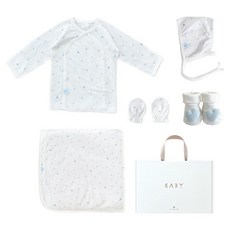 BABY&I 愛心網眼紗衣 + 包巾 + 帽子 + 手套 + 玩偶襪子 禮盒組 + 提袋