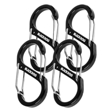 Blackdog S型鋁合金掛勾/S型登山勾環/置物扣快扣/雙頭掛鉤/8字扣/鑰匙圈4件組, 夜幕黑, 1套