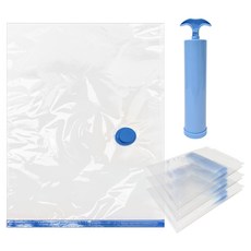 World Clean 棉被壓縮袋 藍色 4入 + 專用抽氣泵組合