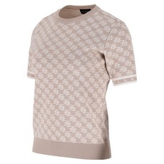 엘르골프 여성용 로고 올오버 라운드 반팔 스웨터