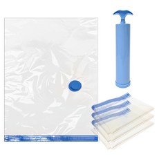 월드크린 이불 압축팩 블루 4p + 전용펌프 세트, 1세트