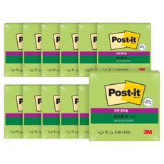 포스트잇 강한점착용 그리너 노트 654, 쌔싹그린, 12개, 90매