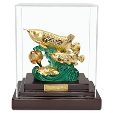 雅鑑鑫品 開運陶源 金箔雕塑小櫥窗, 招財龍魚