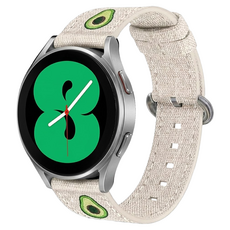 w9999 Galaxy Watch 兼容 日常亞麻錶帶 20mm, 米色 + 酪梨