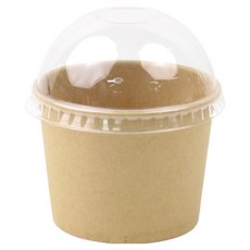 아이엔피 무지 젤라또 컵용기 크라프트 150ml x 100p + 돔형 무타공 뚜껑 100p 세트, 1세트