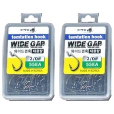 해동 템테이션 와이드갭 노싱커 훅 대용량, 2개, 55개입
