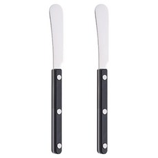 아카시아 아카시아홈 304스텐 다이닝 디저트 커트러리 디저트버터나이프, 블랙, 2개