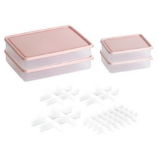 BETREE 第2季 柔軟可彎曲冷凍庫冰箱整理收納盒 分裝隔層套組 粉紅色