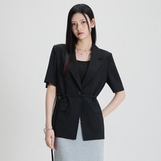 MIXXO 女款西裝領附腰帶短袖外套