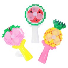 Orange Mall Deform積木圖案 夏季水果手持風扇製作套組, 隨機出貨(風扇), 1套