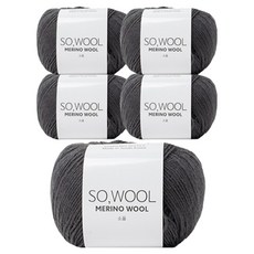 yarna 소울 펀 스웨터 뜨개실 5p + 인쇄도안 DIY 패키지 세트 1~2, 515 차콜, 1세트