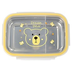 키친유 베어 이중 스텐 칸칸 도시락 560ml, 혼합색상, 1개