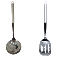 키친하우스 스테인리스 국자 + 뒤집개 세트, 실버, 1세트