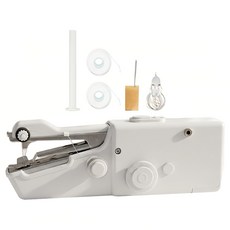 Handy Stitch 手持電動裁縫機 附塑膠線圈 2個 + 針 + 穿線器 + 繞繞線棒, 白色, CS-101B