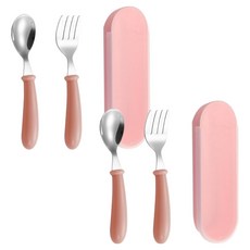 레벨굿즈 304 스텐 스푼포크 세트, 레드, 2세트, 스푼 + 포크 + 케이스