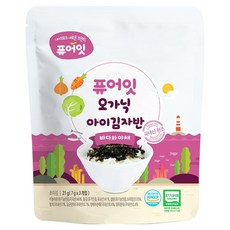 퓨어잇 오가닉 아이김자반 바다와 야채, 김, 1개, 21g