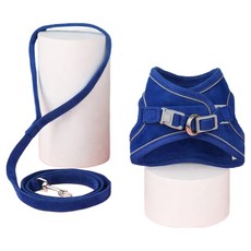 요런개 반려동물 통기성 투톤 하네스 + 리드줄 세트, 01 네이비 블루, 1세트