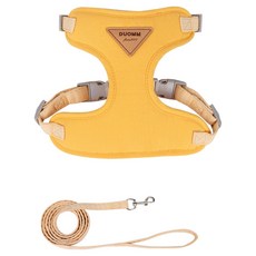 DUOMM 요런개 반려동물 클래식 하네스 + 리드줄 세트, 01 옐로우, 1세트