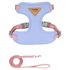 DUOMM 요런개 반려동물 클래식 하네스 + 리드줄 세트, 04 블루, 1세트