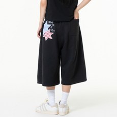 MOZMOZ 女款百慕達星星貼片側褶運動褲