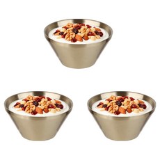 플라라 골드 티타늄 더블월 낮은형 이중 빙수볼, 12.5cm, 3개