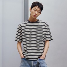 마인드브릿지 남녀공용 멀티스트라이프 오버핏 티셔츠 M1TS3154