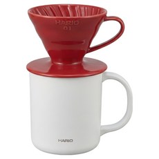 하리오 드리퍼 VD-INT-01R + 머그컵 350ml CMG-350 세트, 1세트, 드리퍼 + 머그컵 화이트