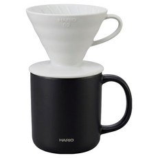 하리오 드리퍼 CMG-350 + 머그컵 블랙 VD-INT-01W 세트, 1세트, 드리퍼 + 머그컵, 350ml