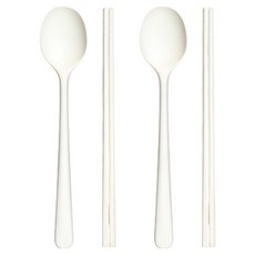 라임올리브 실리콘 2인용 수저세트 SL084, 화이트, 1세트, 숟가락 2p + 젓가락 2p