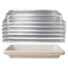 Bloom at home 牛皮紙容器 方形託盤 + 蓋子組合 6號