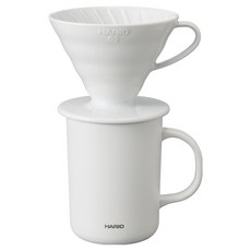 하리오 드리퍼 VD-INT-02W + 이중 보온 보냉 머그컵 화이트 470ml CMG-470 세트, 1세트, 드리퍼 + 머그컵