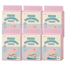 블루펫 응고형 두부 고양이모래, 8L, 6개, 무향