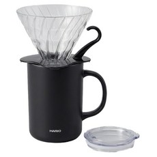 하리오 이중 보온 보냉 머그컵 불랙 470ml CMG-470 + 드리퍼 VDGN-02B-KEX 세트, 1세트, 드리퍼 + 머그컵 1세트, 드리퍼 + 머그컵