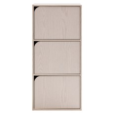 PEACHY LIFE 完美主義 Alma日式木紋三格櫃 弧門, 白橡木, 1件