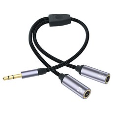 누아트 4극 스테레오 오디오 2in1 AUX 3.5mm 이어폰 분배기 연장 케이블, 그레이, 1개