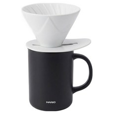 하리오 머그컵 CMG-470 + 드리퍼 VDMU-02-CW 세트, 1세트, 드리퍼 + 머그컵 블랙, 470ml